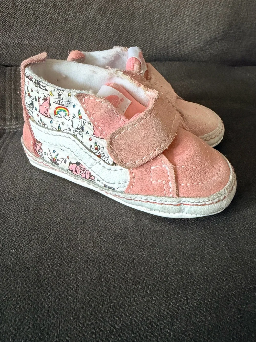 Kids Pink High-Top Velcro Sneakers